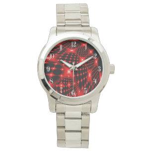 Red glowing net fractal watch