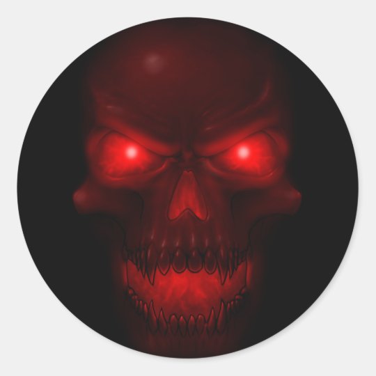 Red Glowing Skull Classic Round Sticker 