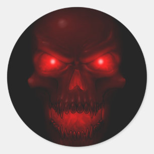 Red Glowing Skull Classic Round Sticker