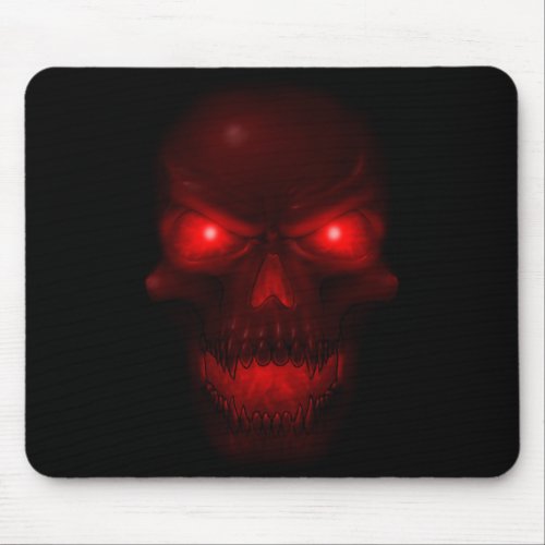 Red Glowing Skull Mouse Pad
