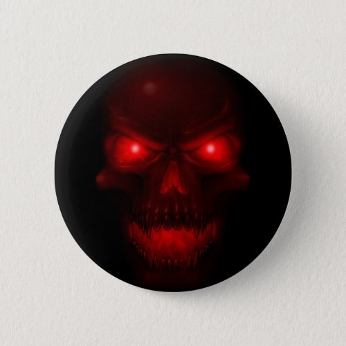 Red Glowing Skull Pinback Button