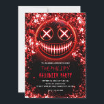 Red Glowing Smiling Face Cinders Halloween Party Invitation<br><div class="desc">Customize for any event</div>