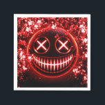 Red Glowing Smiling Face Cinders Halloween Party Napkins<br><div class="desc">Customize with any text.</div>