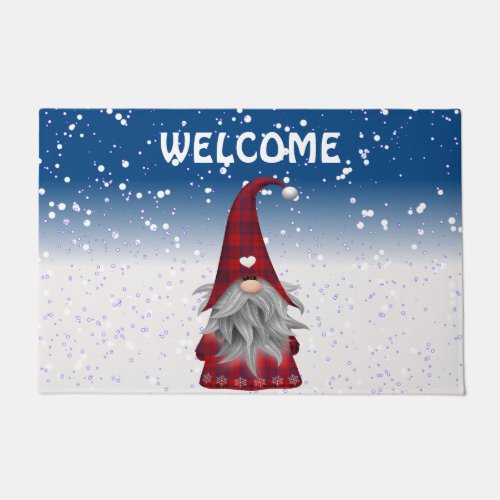 Red Gnome in the Snow Doormat