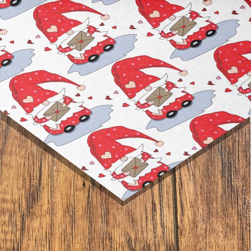 Red gnome pattern with heart tissue paper