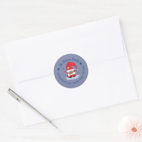 Red Gnome with Letter Blue Envelope Seal Stickers