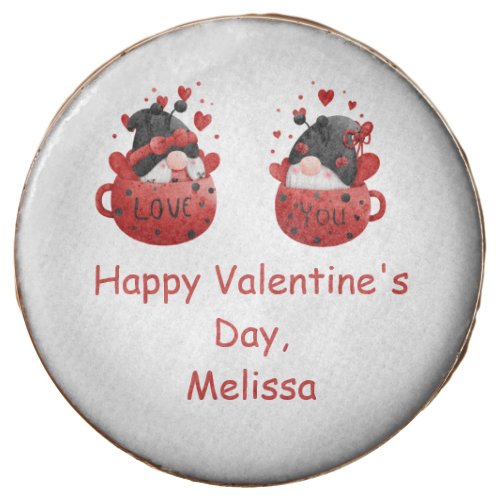 Red Gnomes Cute Whimsical Adorable Valentines day Chocolate Covered Oreo