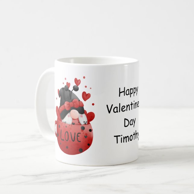 Red Gnomes Cute Whimsical Adorable Valentine's day Coffee Mug (Front Left)
