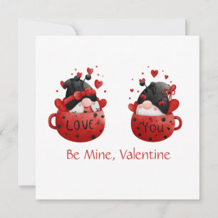 Red Gnomes Cute Whimsical Adorable Valentine's day Holiday Card