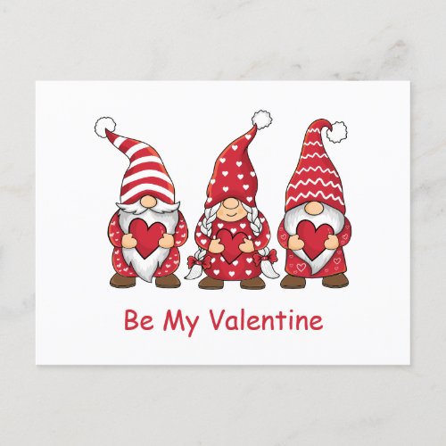 Red Gnomes Hearts Trendy Kids Teachers Valentines Holiday Postcard