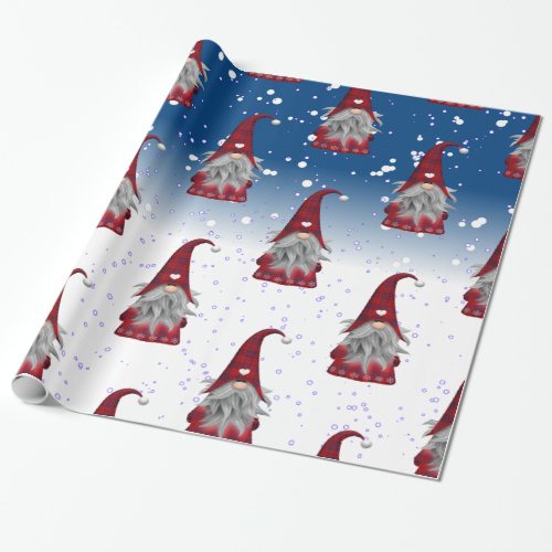 Red Gnomes Pattern Wrapping Paper