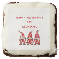 Red Gnomes with Hearts Personalized Valentine Day  Brownie