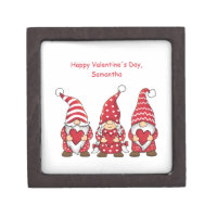 Red Gnomes with Hearts Personalized Valentine Day  Gift Box