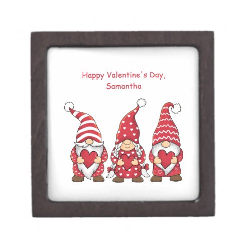 Red Gnomes with Hearts Personalized Valentine Day  Gift Box