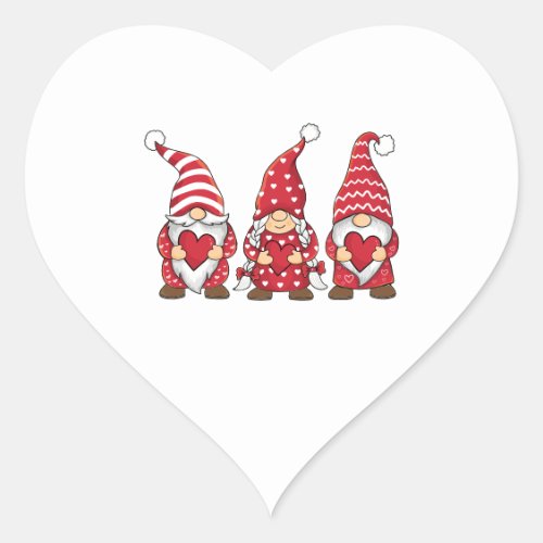 Red Gnomes with Hearts Personalized Valentine Day  Heart Sticker