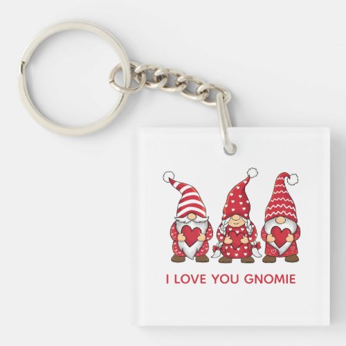 Red Gnomes with Hearts Personalized Valentine Day  Keychain