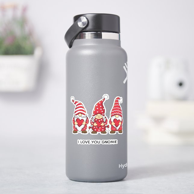 Red Gnomes with Hearts Personalized Valentine Day  Sticker (HydroFlask)