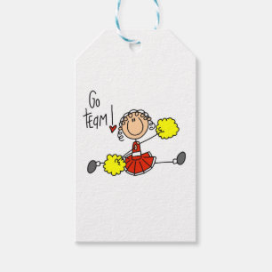Red Go Team Cheerleader Gift Tags