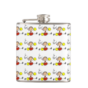Red Go Team Cheerleader Hip Flask
