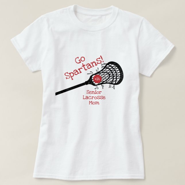 Red Go Team Lacrosse Mom T-Shirt (Design Front)