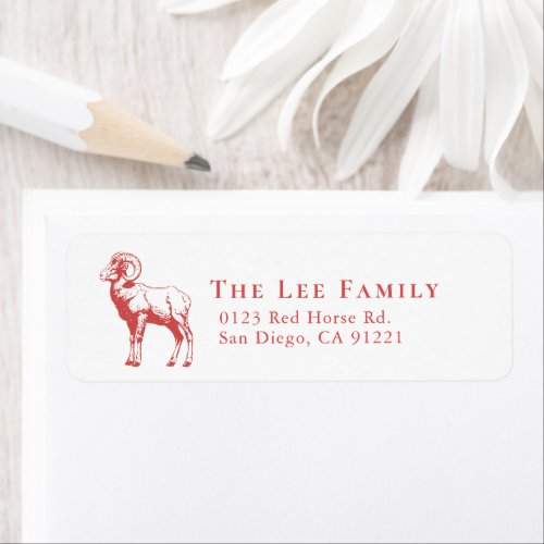 Red Goat Zodiac Return Address Label