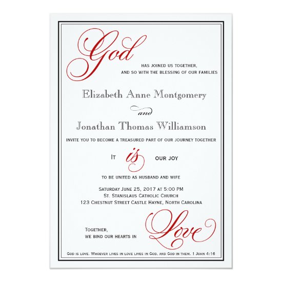 Red God is Love Christian Wedding Invitations