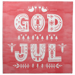 Red God Jul Swedish Christmas Traditional Cloth Napkin