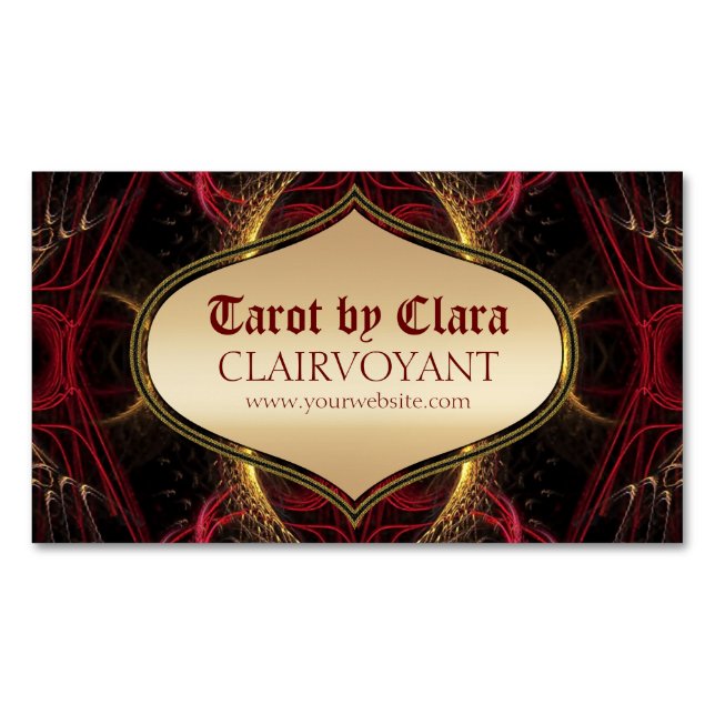 Red Goddess Temple Tarot  Business Card Magnet (Front)
