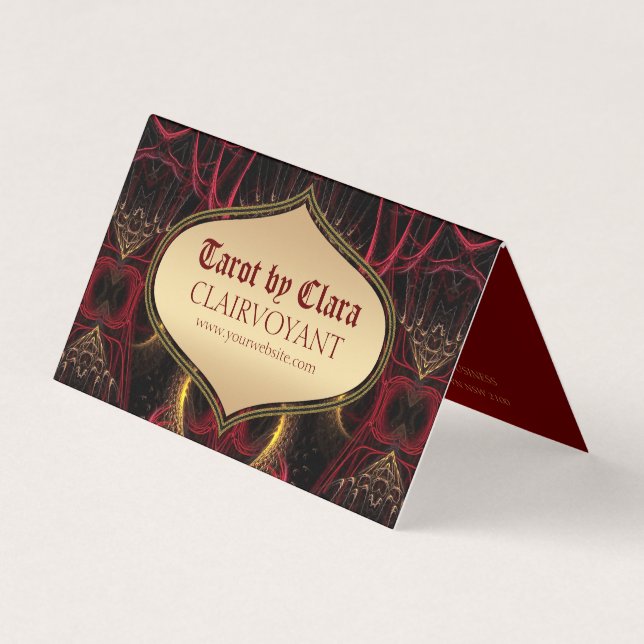 Red Goddess Temple Tarot  Folded Business Card (Front)