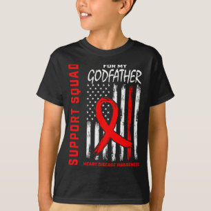 Red Godfather Heart Disease Awareness Flag Graphic T-Shirt