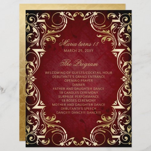 Red Gold 18 Candles and Roses Ceremony Program