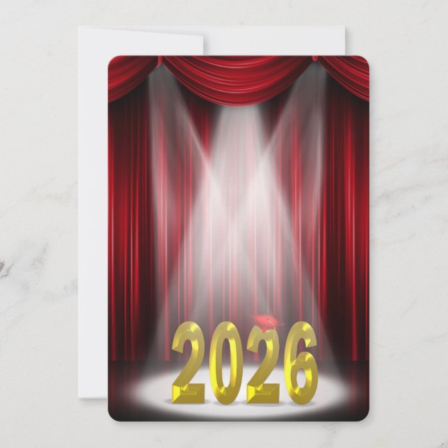 Red & Gold 2026 Graduation in Spotlight Invitation (Front)