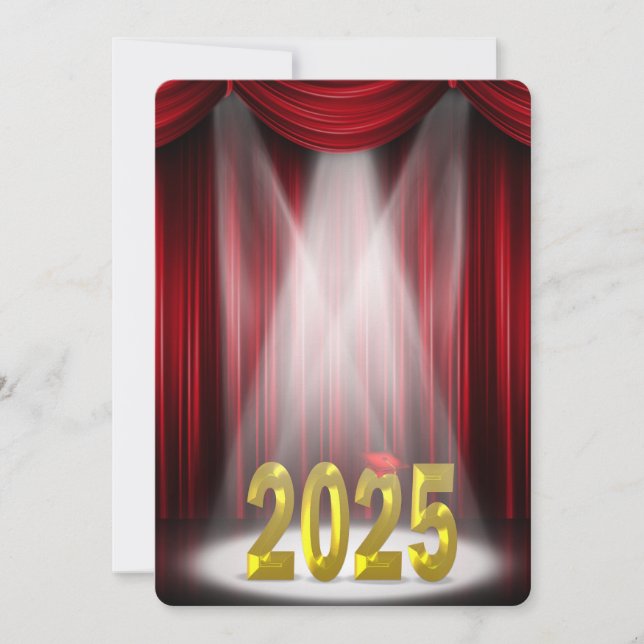 Red & Gold 2026 Graduation in Spotlight Invitation (Front)