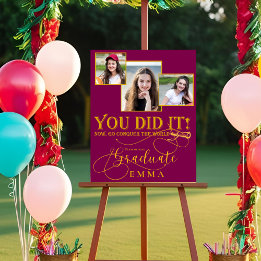 Red Gold 2026 Graduation Multi Photo Keepsake Print