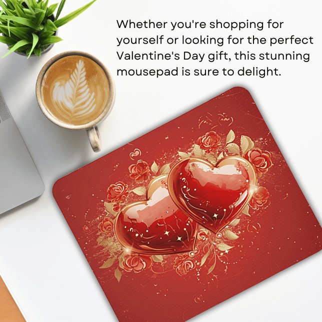 Red & Gold 3-D Hearts Design Mousepad (Creator Uploaded)