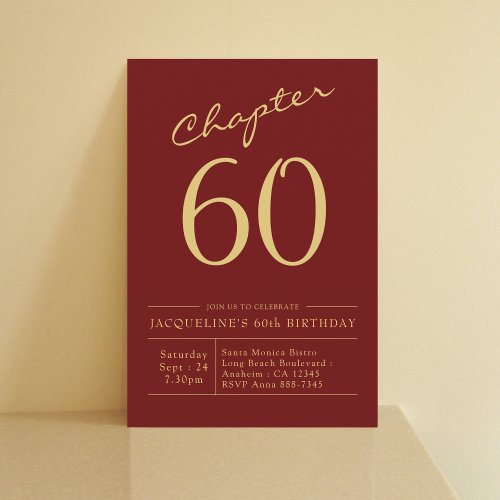 Red Gold 60th Birthday Party Invitation