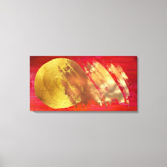 Red Gold Abstract Art Stretched Canvas Print (Front)