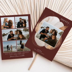 Red Gold Abstract Christmas Photo Holiday Card