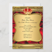 Red Gold African American Prince Baby Shower Invitation (Back)