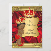 Red Gold African American Prince Baby Shower Invitation (Front)