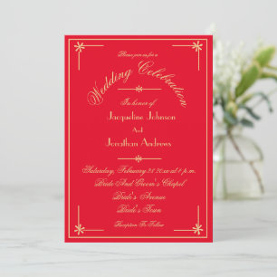 Red & Gold All In One RSVP Email Website Wedding Invitation