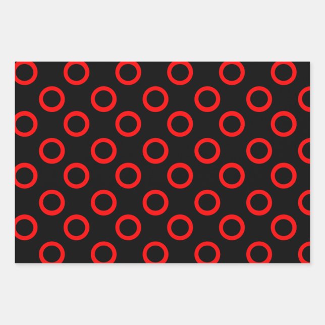 Red Gold and Amethyst Circle Pattern Wrapping Paper Sheets (Front)