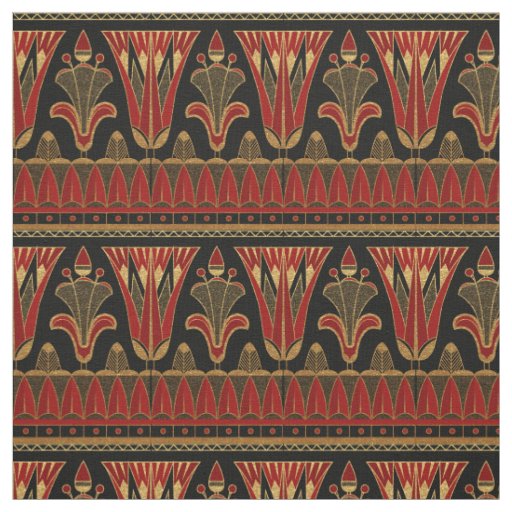 Red Gold and Black Art Deco Fabric