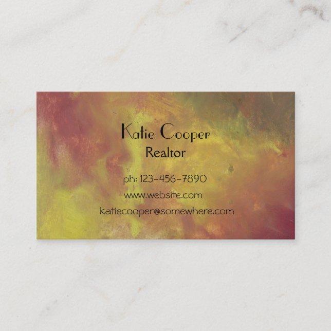 Red Gold and Green Abstract Oil Painting Business Card (Front)