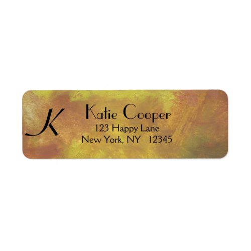 Red Gold and Green Abstract Oil Painting Label