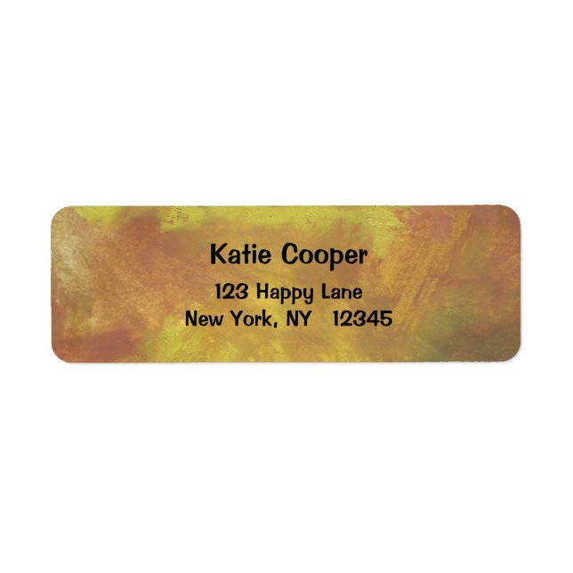 Red Gold and Green Abstract Oil Painting Label (Front)