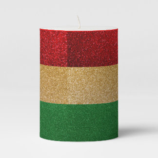 Red, Gold and Green Glitter Candle