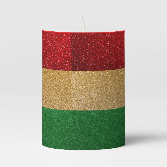 Red, Gold and Green Glitter Candle (Front)