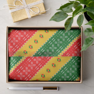 Red Gold And Green Mudcloth Tribal Pattern Tissue Paper