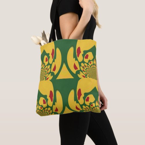 Red Gold and Green Rasta colors Pattern Art Design Tote Bag